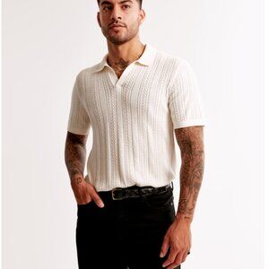 Cable Stitch Johnny Collar Sweater Polo